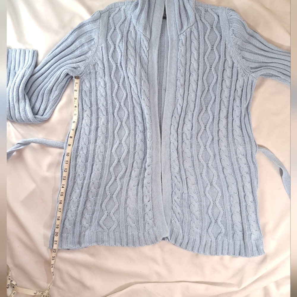 VENEZIA Jeans Co. Cableknit Belted Robe Cardigan Sweater with Hoodie - Picture 8 of 15